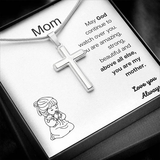 Mom from child / From Child for Mother's Day / Stainless Cross Necklace