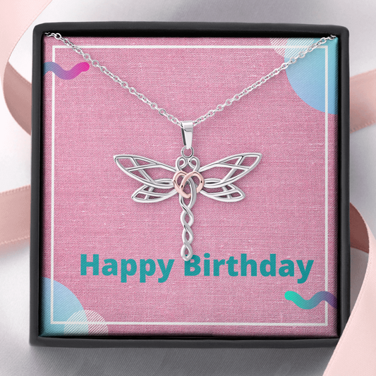Happy Birthday / Dragonfly Necklace